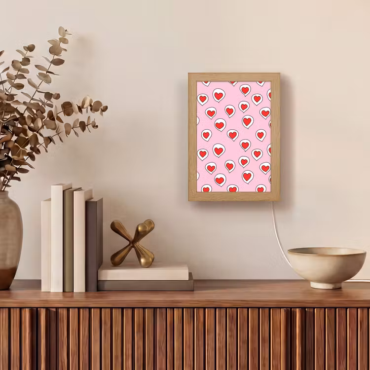 Hartjes - Patroon - Rood Light Box met kabel (Tafellamp) klein 925 -sfeer2