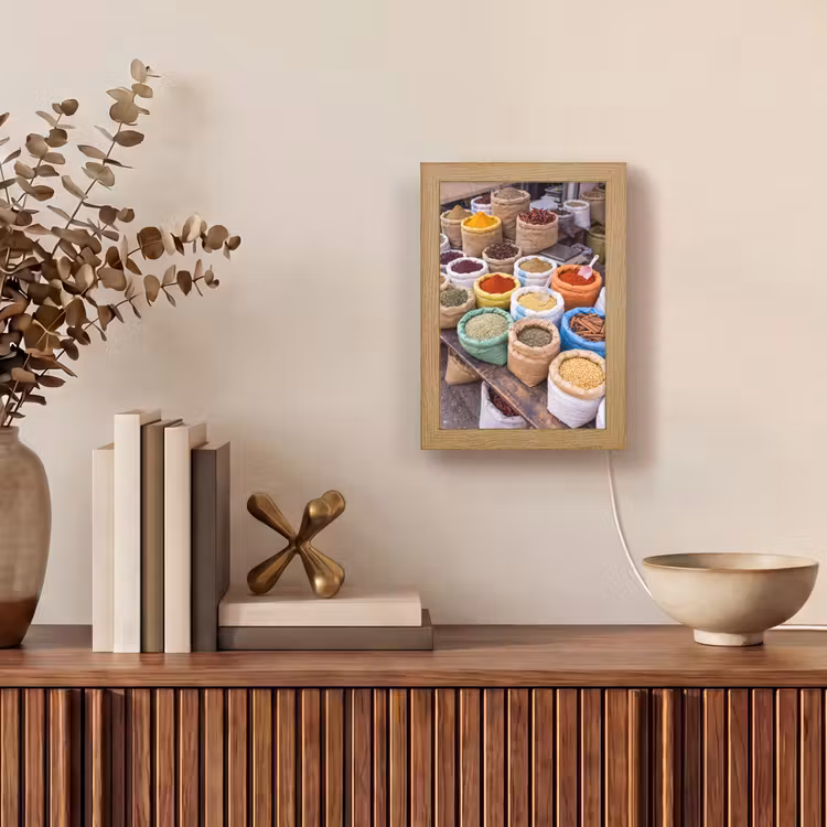 Table Lamp - Herbs - Bags - Market - Kruiden - Zakken - Markt Light Box met kabel (Tafellamp) klein