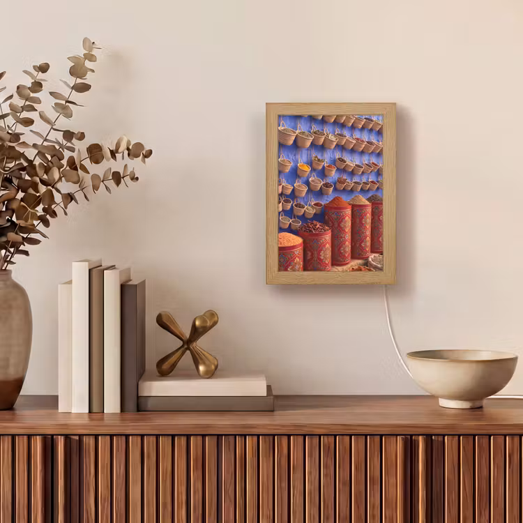 Table Lamp - Herbs - Baskets - Market - Kruiden - Manden - Markt Light Box met kabel (Tafellamp) klein