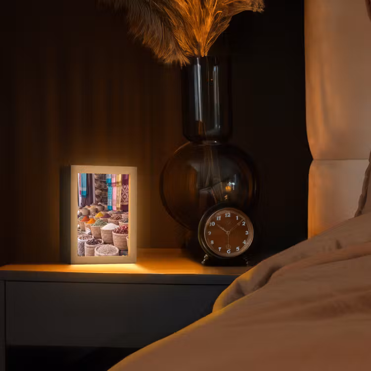 Table Lamp - Herbs - Baskets - Oriental - Kruiden - Manden - Oosters Light Box met kabel (Tafellamp) klein