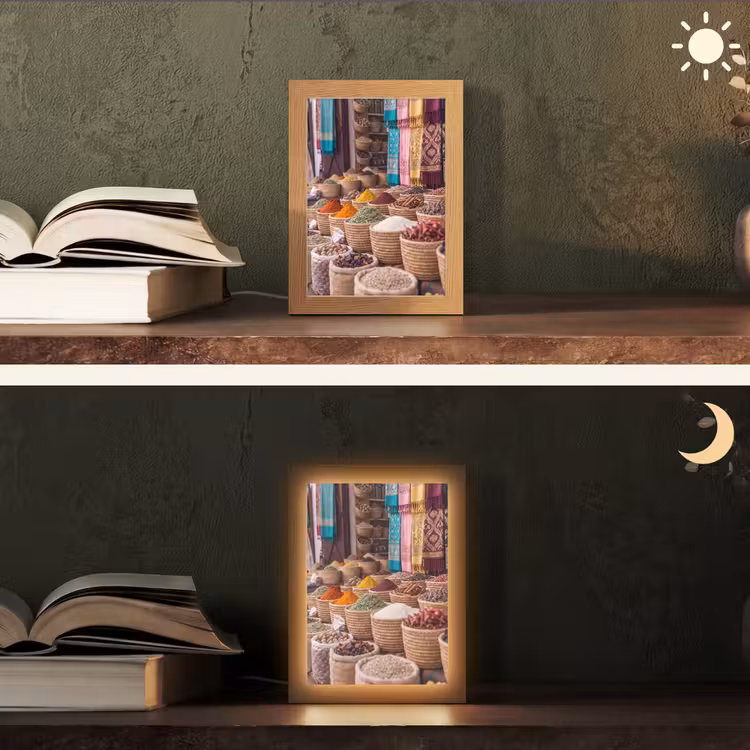Table Lamp - Herbs - Baskets - Oriental - Kruiden - Manden - Oosters Light Box met kabel (Tafellamp) klein