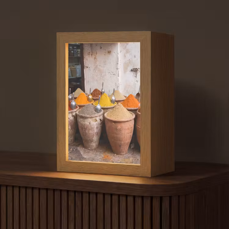 Table Lamp - Herbs - Jars - Asian - Kruiden - Potten - Oosters Light Box met kabel (Tafellamp) klein