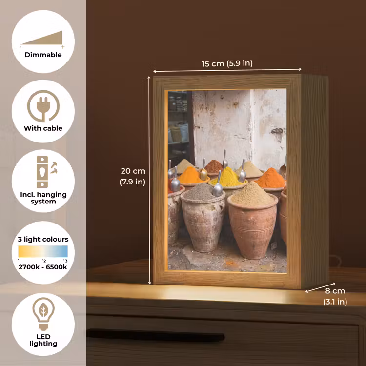 Table Lamp - Herbs - Jars - Asian - Kruiden - Potten - Oosters Light Box met kabel (Tafellamp) klein