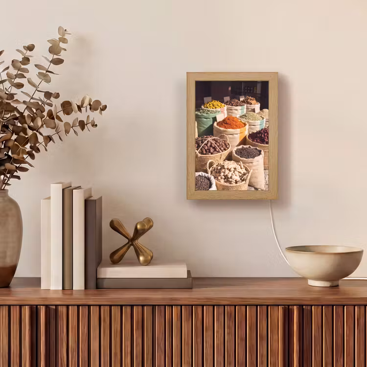 Table Lamp - Herbs - Market - Colorful - Kruiden - Markt - Kleurrijk Light Box met kabel (Tafellamp) klein