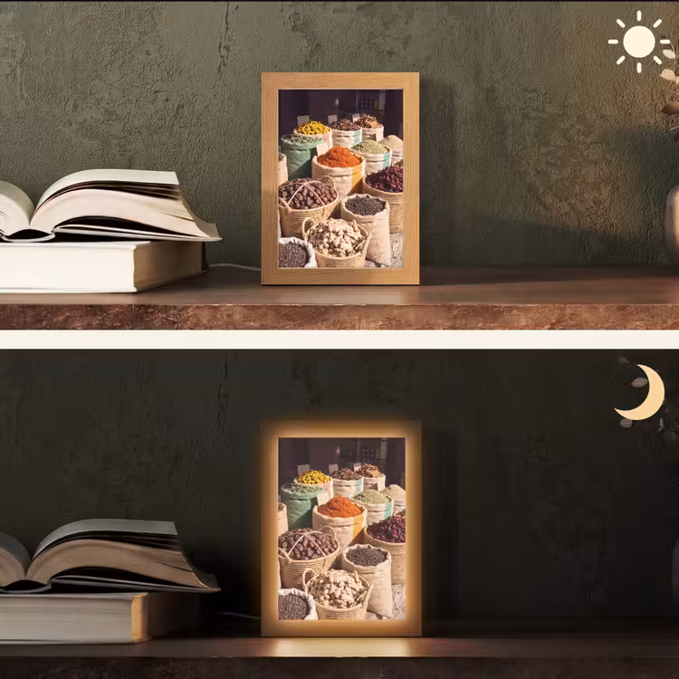 Table Lamp - Herbs - Market - Colorful - Kruiden - Markt - Kleurrijk Light Box met kabel (Tafellamp) klein