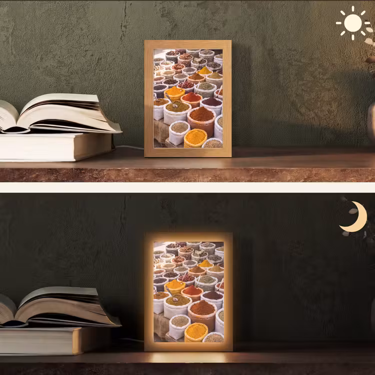Table Lamp - Herbs - Market - Food - Kruiden - Markt - Eten Light Box met kabel (Tafellamp) klein