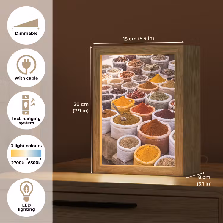 Table Lamp - Herbs - Market - Food - Kruiden - Markt - Eten Light Box met kabel (Tafellamp) klein