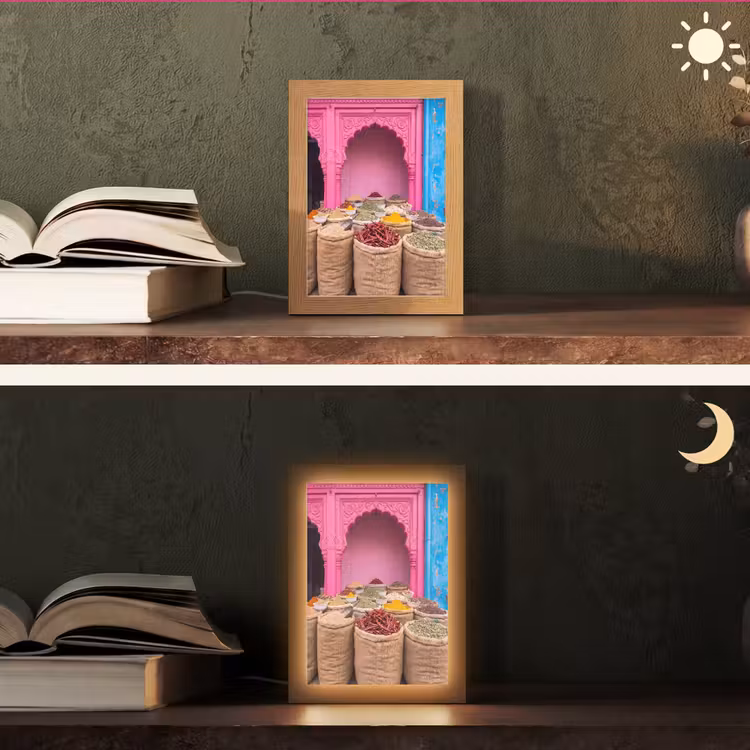 Table Lamp - Herbs - Market - Pink - Kruiden - Markt - Roze Light Box met kabel (Tafellamp) klein