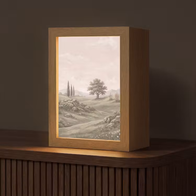 Heuvellandschap - Bomen - Natuur - Groen Light Box met kabel (Tafellamp) klein -z3d_website