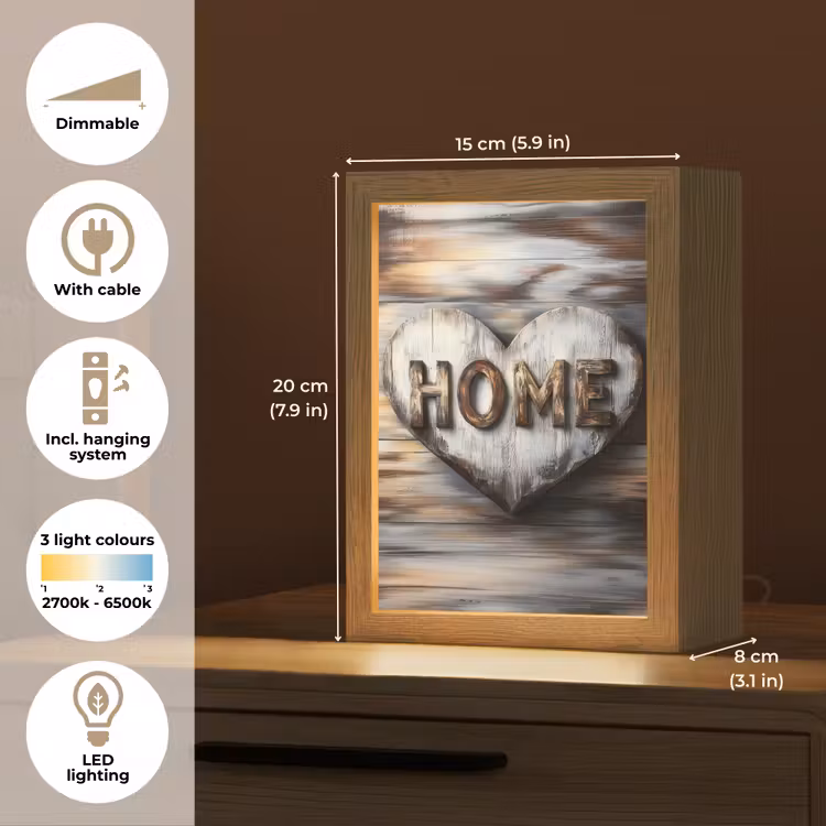 Home - Hart - Houtlook - Liefde Light Box met kabel (Tafellamp) klein -USP_EN