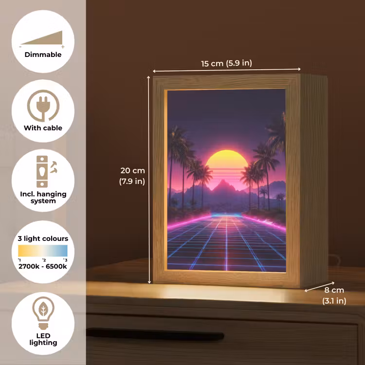 Horizon - Palmbomen - Bergen - Geel Light Box met kabel (Tafellamp) klein -USP_EN