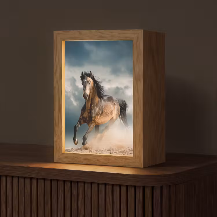 Paard - Dieren - Bruin - Natuur Light Box met kabel (Tafellamp) klein -z3d_website