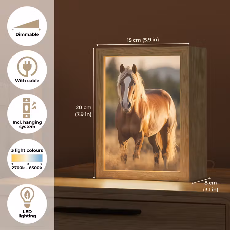 Paard - Bruin - Natuur - Weiland - Dier Light Box met kabel (Tafellamp) klein -USP_EN
