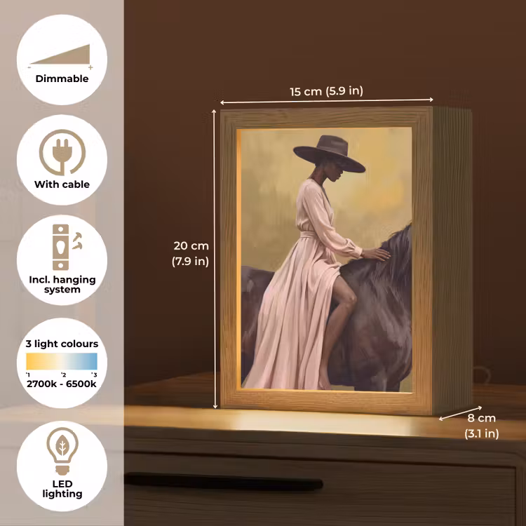 Paard - Klassiek - Oker Light Box met kabel (Tafellamp) klein -USP_EN