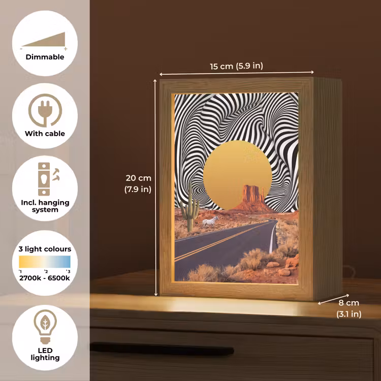 Table Lamp - Horse - Desert - Nature - Paard - Woestijn - Natuur Light Box met kabel (Tafellamp) klein