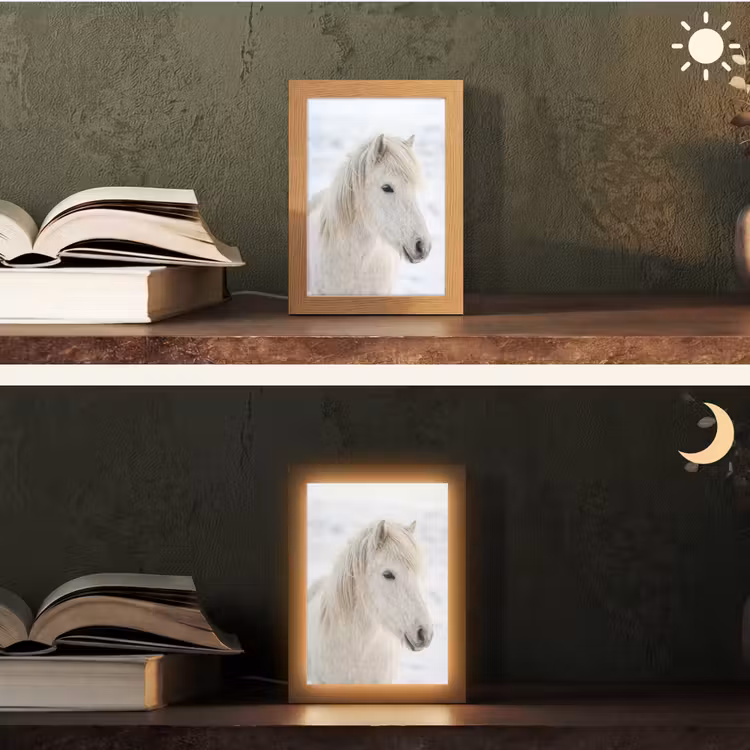 Paard - Kop - Winter - Dieren - Wit Light Box met kabel (Tafellamp) klein -sfeer3