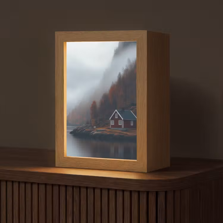 Huis - Rood - Bergen - Water Light Box met kabel (Tafellamp) klein -z3d_website