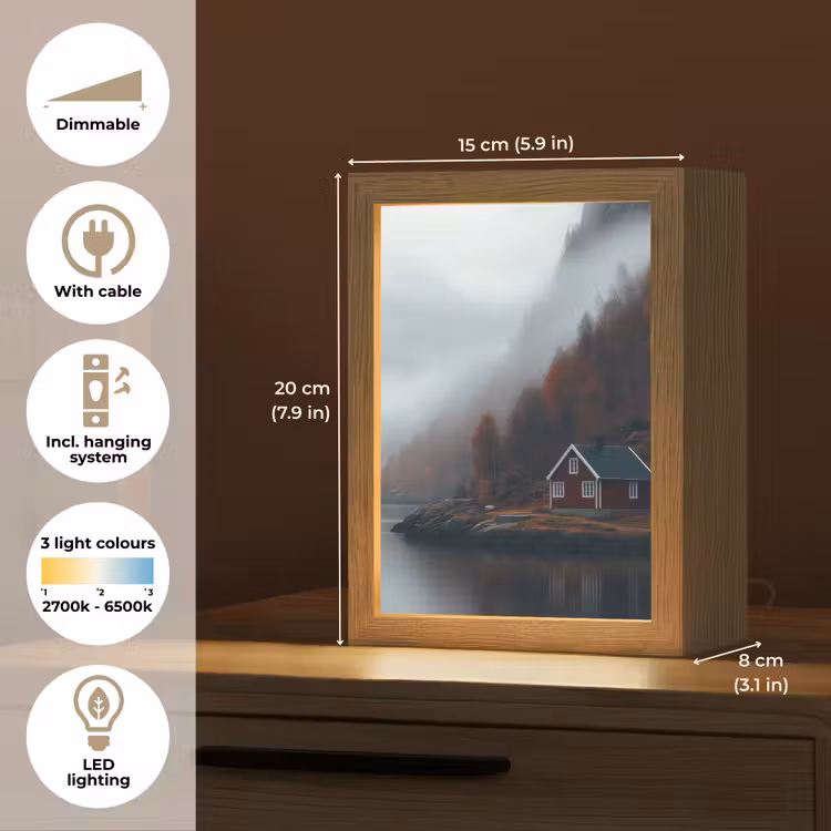 Huis - Rood - Bergen - Water Light Box met kabel (Tafellamp) klein -USP_EN