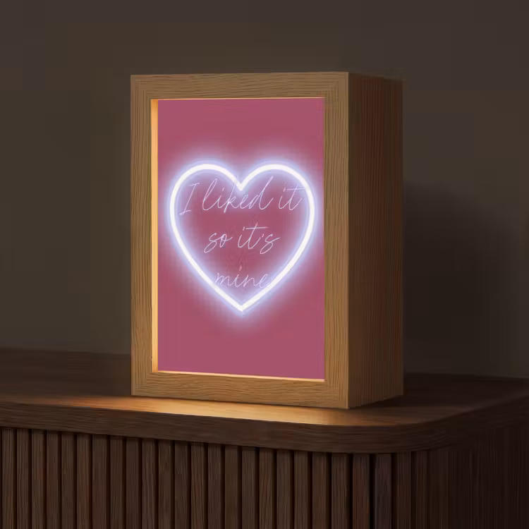 I liked it so it's mine - Neon hart - Roze Light Box met kabel (Tafellamp) klein -z3d_website