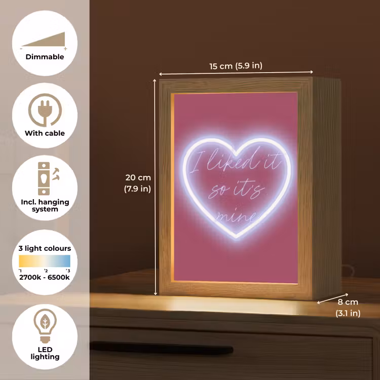 I liked it so it's mine - Neon hart - Roze Light Box met kabel (Tafellamp) klein -USP_EN