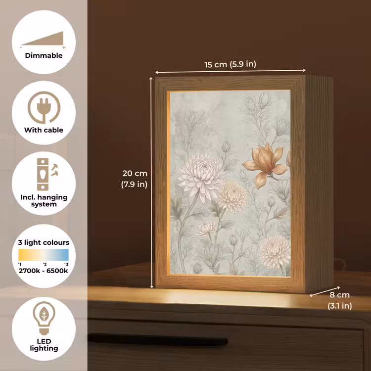 Illustratie - Bloemen - Groen Light Box met kabel (Tafellamp) klein -USP_EN