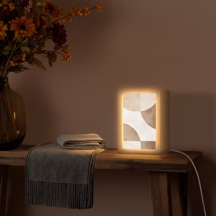 Snijdende cirkels - Overlappende vlakken Light Box met kabel (Tafellamp) klein -sfeer4