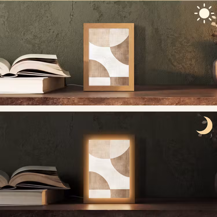 Snijdende cirkels - Overlappende vlakken Light Box met kabel (Tafellamp) klein -sfeer3