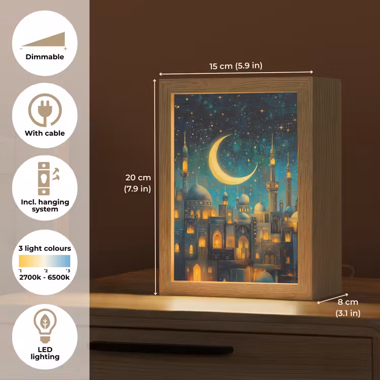 Islamitisch - Moskee - Ramadan - Islam Light Box met kabel (Tafellamp) klein -USP_EN