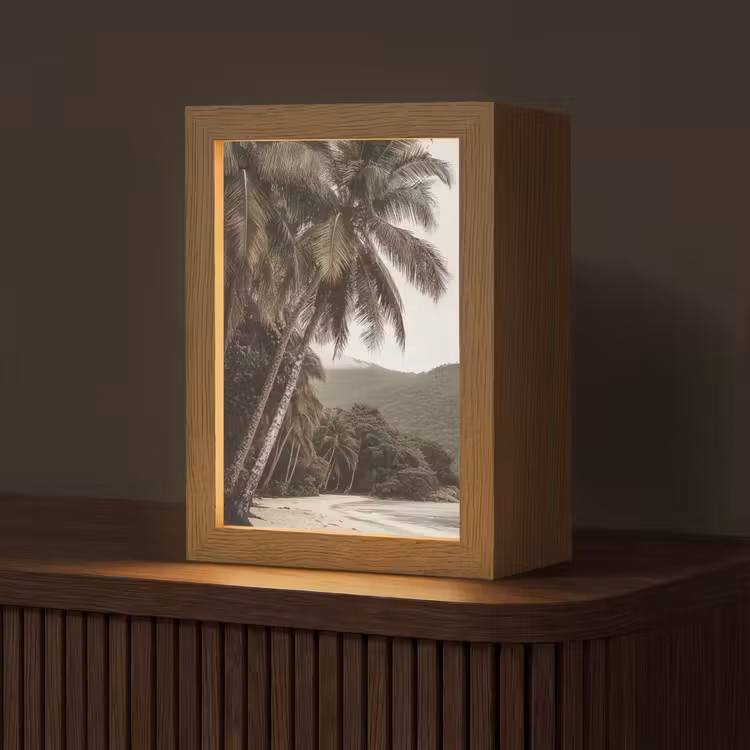 Eiland - Palmboom - Zee Light Box met kabel (Tafellamp) klein -z3d_website