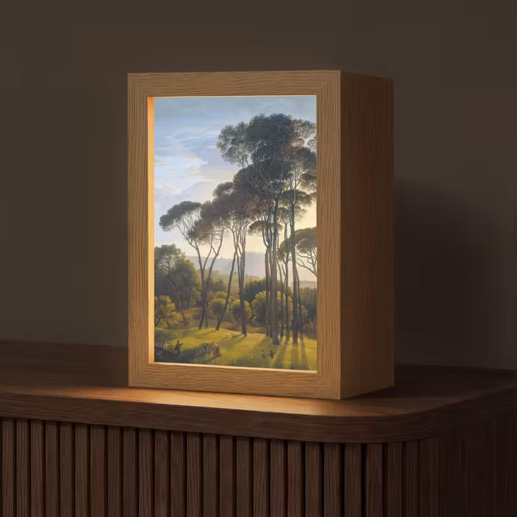 Italiaans landschap met parasoldennen - Kunst - Oude meesters Light Box met kabel (Tafellamp) klein -z3d_website