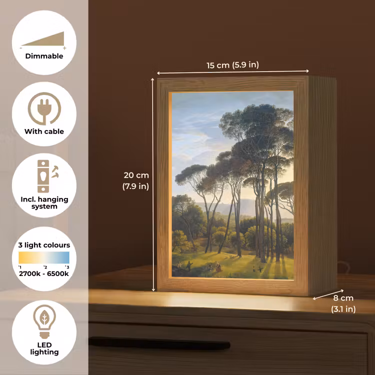 Italiaans landschap met parasoldennen - Kunst - Oude meesters Light Box met kabel (Tafellamp) klein -USP_EN