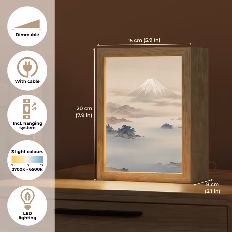 Japans - Landschap - Beige Light Box met kabel (Tafellamp) klein -USP_EN