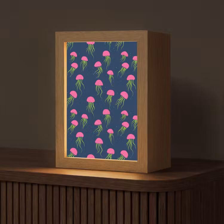 Kwallen - Diepzee - Neon Light Box met kabel (Tafellamp) klein 925 -z3d_website