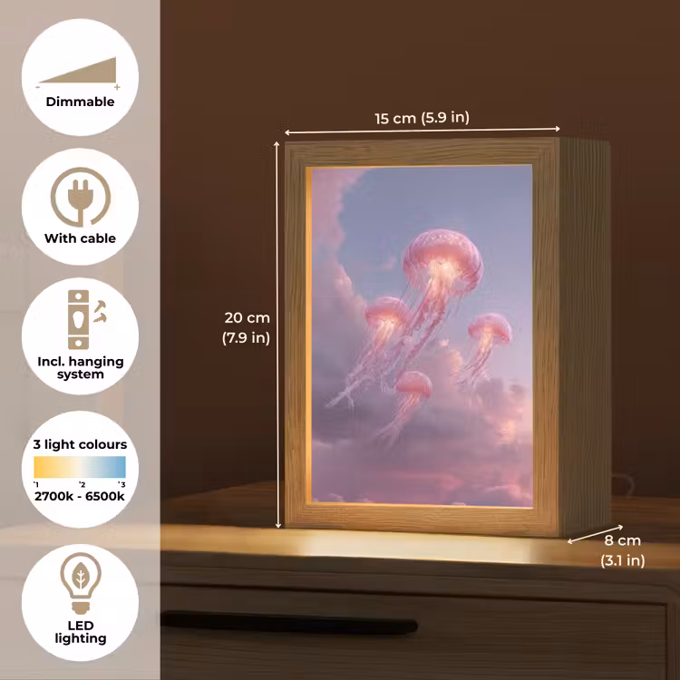 Kwallen - Roze - Wolken Light Box met kabel (Tafellamp) klein -USP_EN