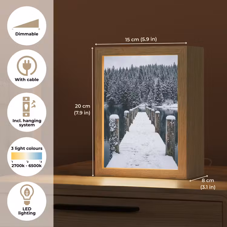 Steiger - Meer - Sneeuw - Bergen - Rustgevend Light Box met kabel (Tafellamp) klein -USP_EN