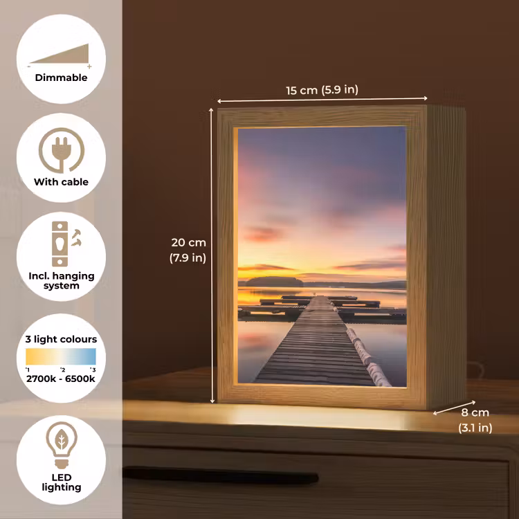 Steiger - Zonsondergang - Water - Zee - Reflectie Light Box met kabel (Tafellamp) klein -USP_EN