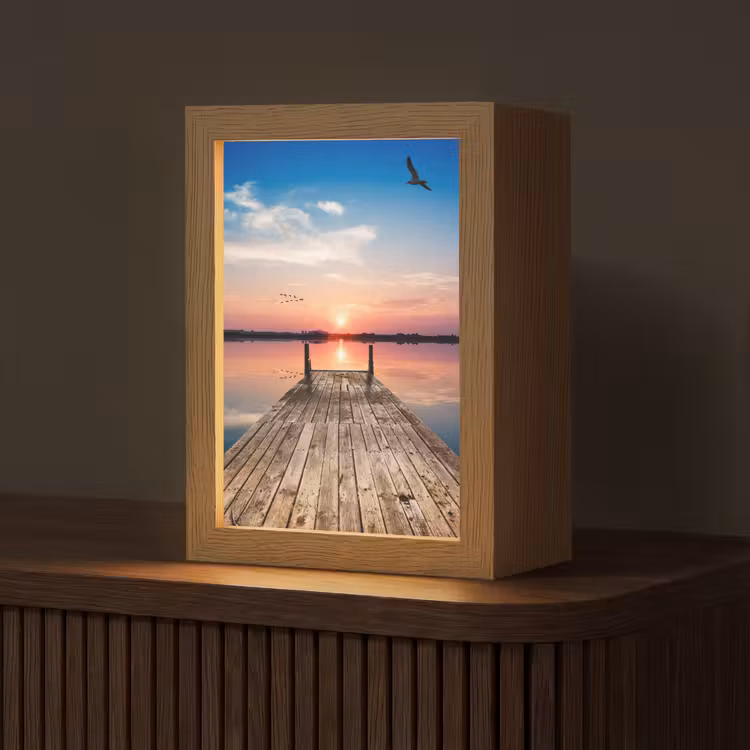 Steiger - Water - Zonsondergang - Roze - Horizon Light Box met kabel (Tafellamp) klein -z3d_website