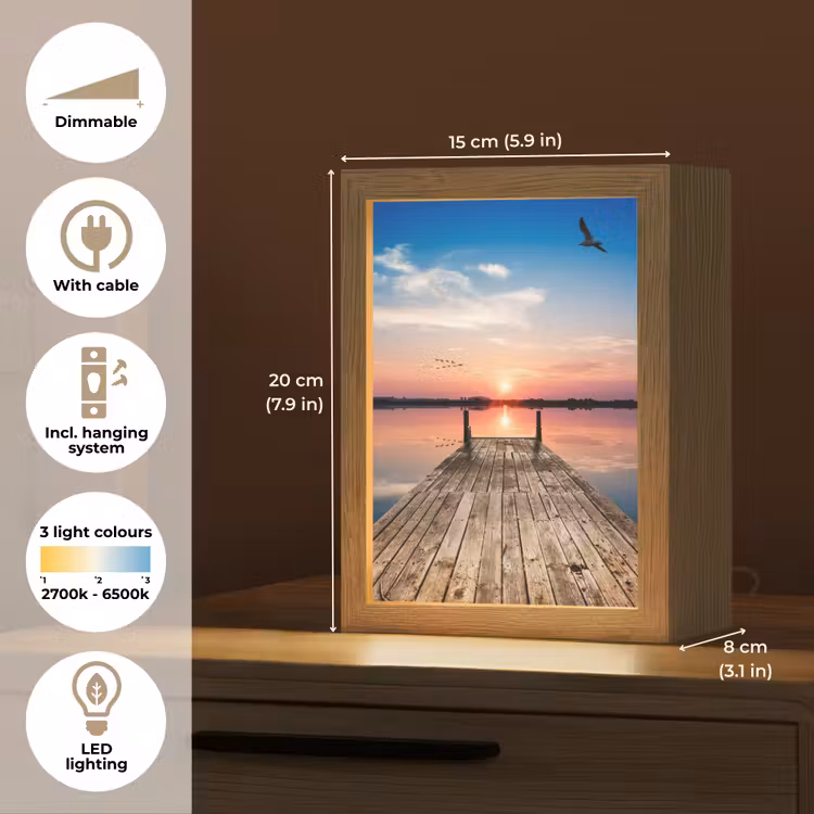 Steiger - Water - Zonsondergang - Roze - Horizon Light Box met kabel (Tafellamp) klein -USP_EN