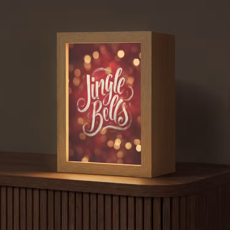 Jingle - Bells - Kerst - Rood Light Box met kabel (Tafellamp) klein -z3d_website