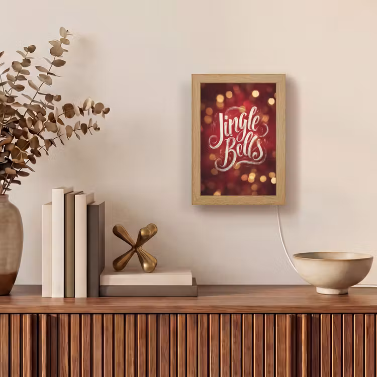 Jingle - Bells - Kerst - Rood Light Box met kabel (Tafellamp) klein -sfeer2