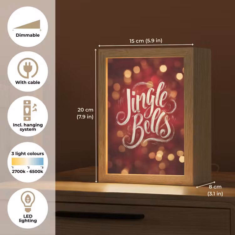 Jingle - Bells - Kerst - Rood Light Box met kabel (Tafellamp) klein -USP_EN