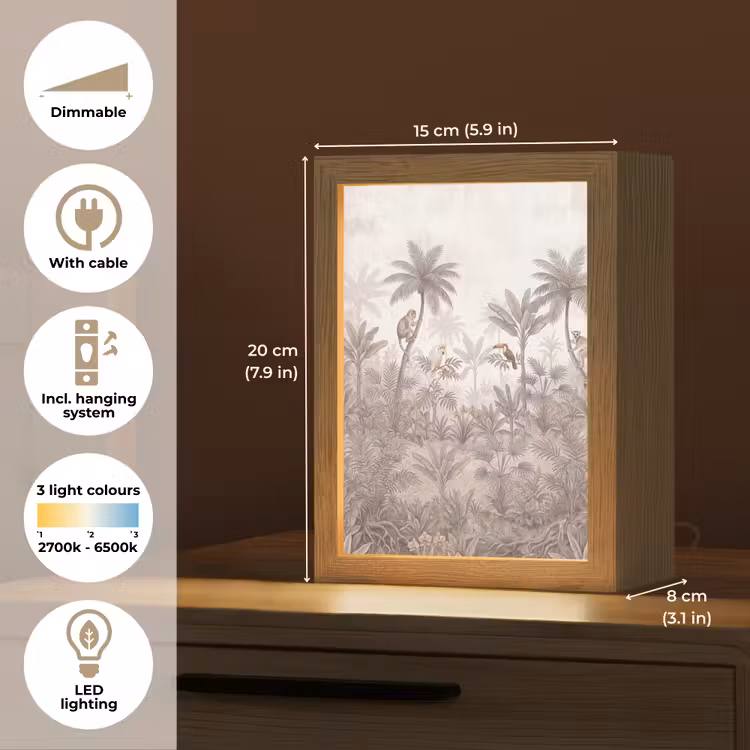 Jungle - Dieren - Palmbomen Light Box met kabel (Tafellamp) klein -USP_EN