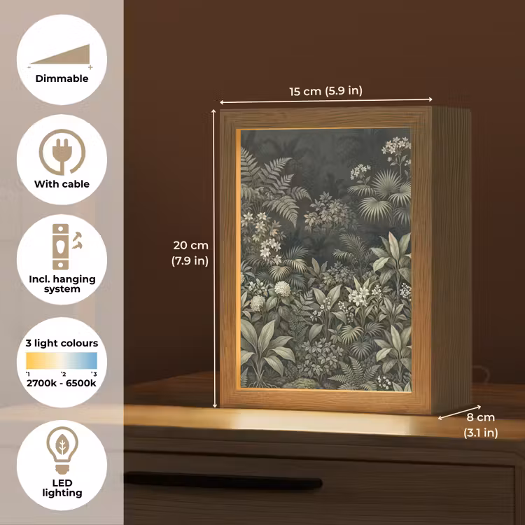 Jungle - Bladeren - Botanisch - Groen Light Box met kabel (Tafellamp) klein -USP_EN