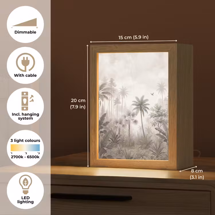 Jungle - Palmbomen - Natuur Light Box met kabel (Tafellamp) klein -USP_EN