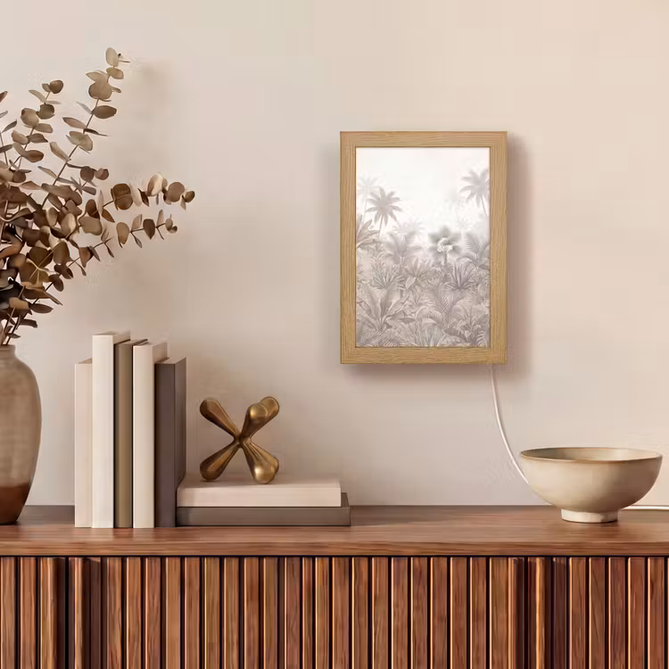 Jungle - Tropisch - Natuur -Vintage - Beige Light Box met kabel (Tafellamp) klein -sfeer2
