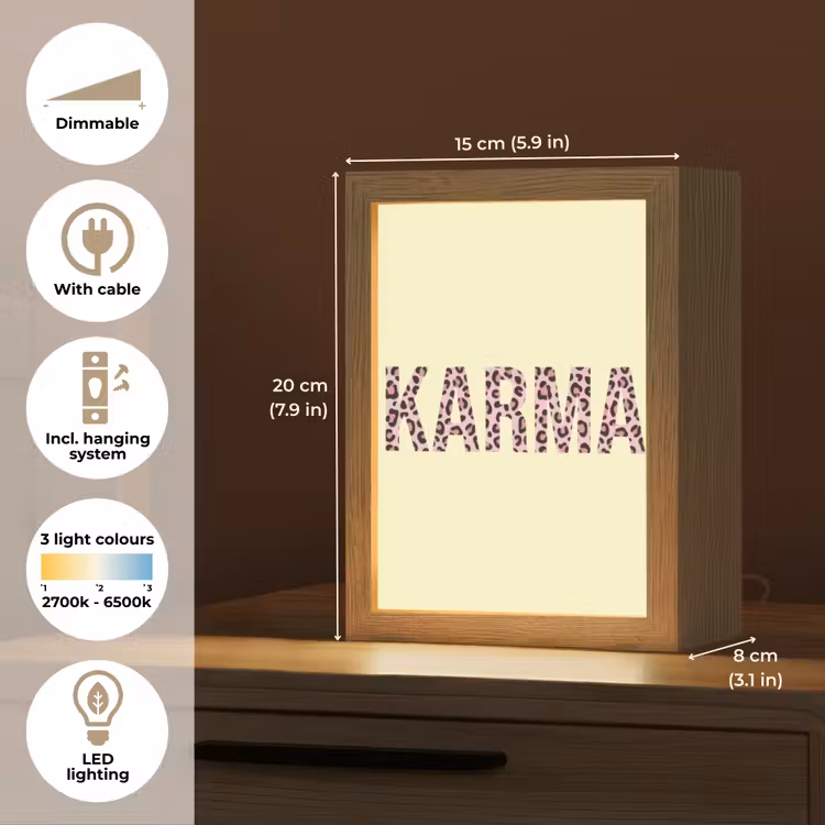 Karma - Luipaardprint - Geel Light Box met kabel (Tafellamp) klein -USP_EN