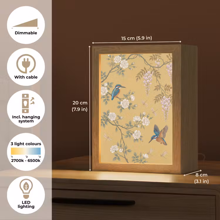 IJsvogels - Bloesem - Geel Light Box met kabel (Tafellamp) klein -USP_EN