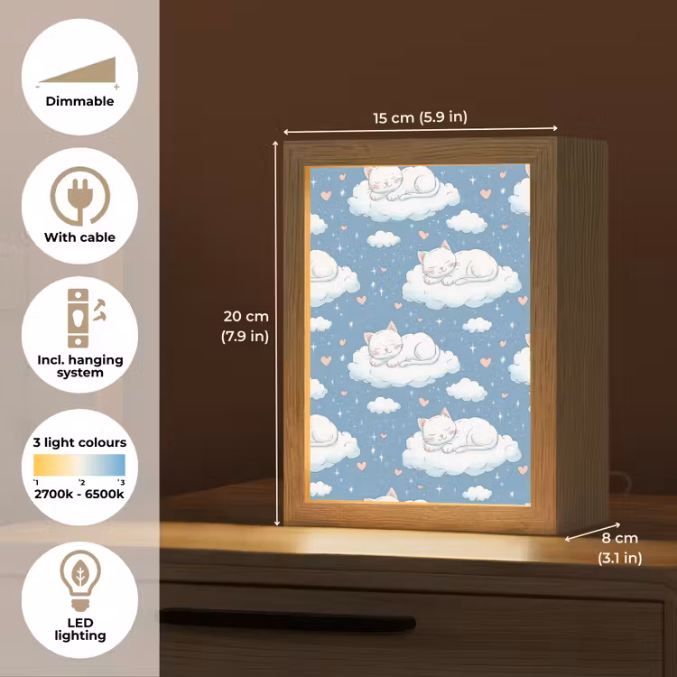 Kitten - Wolken - Blauw Light Box met kabel (Tafellamp) klein 925 -USP_EN