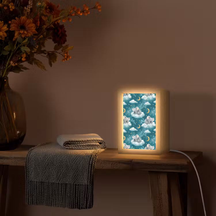 Koala's - Betoverend - Blauw Light Box met kabel (Tafellamp) klein 925 -sfeer4