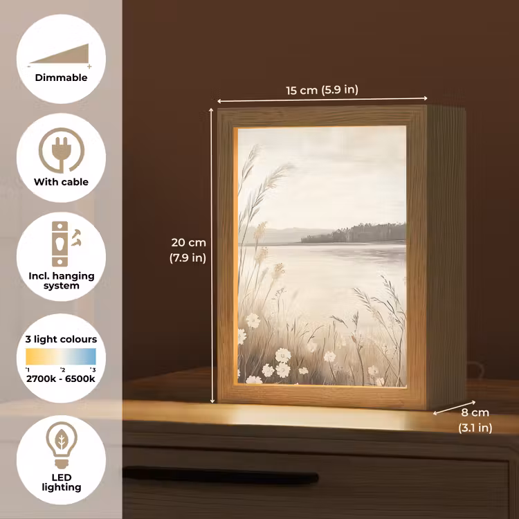 Meer - Water - Natuur - Beige Light Box met kabel (Tafellamp) klein -USP_EN